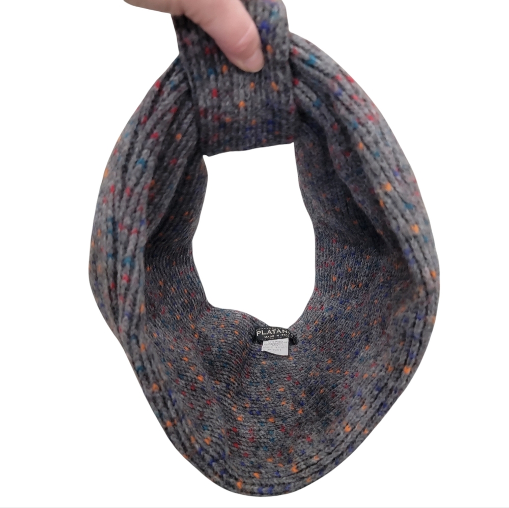 Platania Wool Speckled Cowl Scarf Gray Infinity Scarf Cowl Neck Muffler - Picture 5 of 15